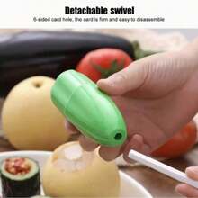 1个塑料去核器,4合1多功能果蔬去核器,带长柄,耐用ABS材质,适用于蔬菜、黄瓜、苹果、梨等,厨房小工具 - 彩色 - 查看 11