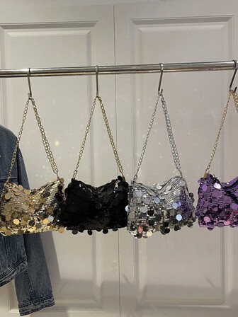 1 st. glansig lätt och hållbar axelväska för kvinnor med stor kapacitet, moderiktig och mångsidig festväska, lämplig för fest, resor, kväll