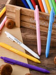 1/5/10/20/50pcs Customized Text/Logo Macaron Color Neutral Pens, Simple Push-Type Signing Advertising Pens For Students, Office Supplies, Ideal For Anniversary Commemorations Or Bridesmaid Gifts, Personalized Luxury Advertising Neutral Pens With Engraved Text, Personalized Wedding Gifts, Motivational Pens For Employees, Teacher Gifts, Corporate Gifts, Student Gifts, Customized Wedding Gifts, Coworker Gifts, Halloween Gifts,Office Decor - 彩色 - 查看 5