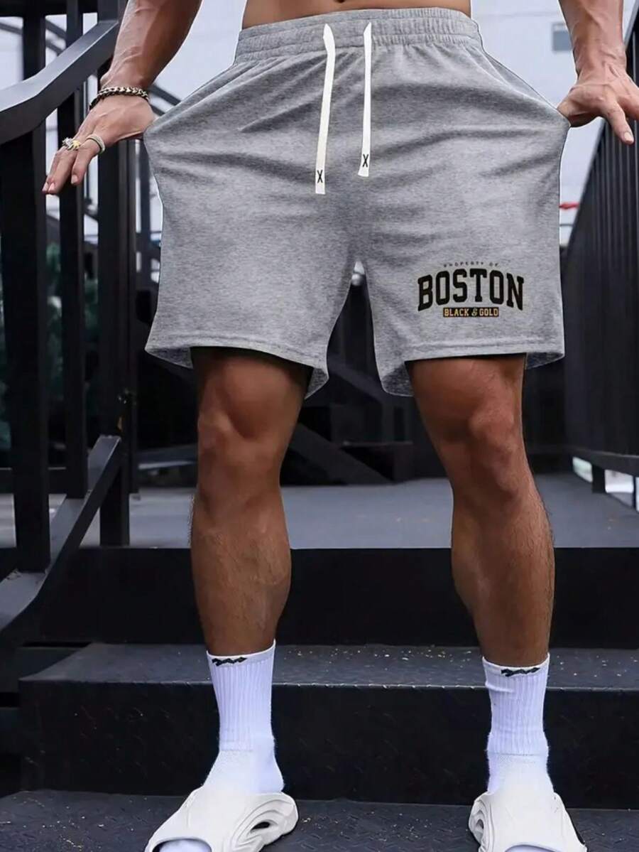 Men's Sweatshirt Shorts, New Model, Casual Comfort, Summer Fashion With Pockets - Xám - Xem 1