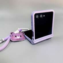 Cute Purple Phone Case With Bear Hand Strap Compatible With Samsung ,Phone Case Compatible With Motorola - Purple - View 6