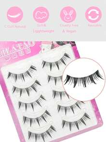 5 pares de pestañas postizas de camelias - Efecto de volumen K-Pop, agrandamiento de ojos y natural esponjoso