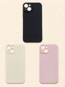 3 piezas Fundas de teléfono de silicona de unicolor minimalista en negro, blanco y rosa compatibles con 17 Pro Max y teléfonos Galaxy, cubiertas protectoras, estuche de teléfono básico y lindo como regalo de primavera - Multicolor - Ver 21