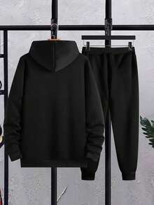 (2PC) Couple's Set Of Fashionable And Casual Printed Hoodies And Sweatpants For Both Men And Women, Autumn And Winter Men's Sportswear, Fashionable And  Sportswear Printed, Suitable For Casual Outdoor Sports And Holiday Gift Giving.KING/QUEEN - Nam-Đen - Xem 2