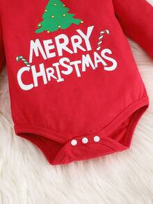 BrownBark 4pcs/Set Baby Girls Christmas Autumn Outfit, Round Neck Christmas Letter Print Long Sleeve Top + Pants + Headband + Hat, Versatile Daily Wear Set