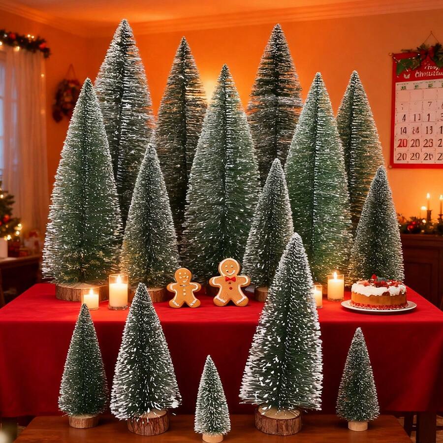 1set Soft Flocked Mini Artificial Christmas Tree With Non-Tip Wooden Base - Festive Decor For Dorm Room Desk, Kitchen Countertop, Christmas Eve Dinner Table Centerpiece, Gift Wrapping Accent, Office Cubicle, Kids Playroom Shelf & Holiday Mantel Decoration Home Decor Christmas Decorations Room Decor