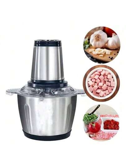 Processador de Alimentos Elétrico 2L - Moedor de Carne, Legumes e Temperos | Inox Bivolt 110V/220V