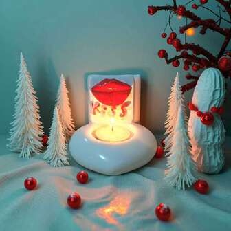 圣诞节假日烛台，唇吻香氛烛台，营造节日氛围，情侣家居装饰礼物，圣诞装饰品，圣诞礼物