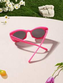 1 pièce Lunettes de mode en acrylique rose pour garçons et filles de 9 à 14 ans, monture œil de chat minimaliste décontractée d'automne de haute qualité pour la décoration vestimentaire et l'usage quotidien