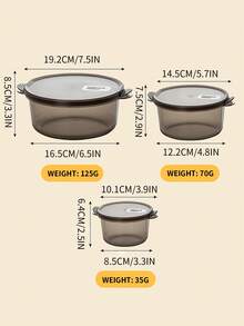 3件套圆形食品储物盒，适用于冰箱和微波炉的厨房收纳盒 - 彩色 - 查看 2