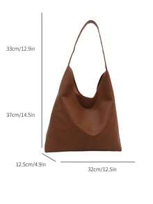 Conjunto de 2 piezas Bolso de gran capacidad casual y retro para mujeres, nueva moda 2026 Bolso versátil y elegante de hombro y tipo cubo - Marrón - Ver 3