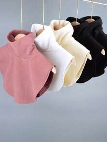 女士冬季围巾一条,柔软涤纶纤维,设计优雅,弹性保暖,针织围巾,不含假发,适合搭配连衣裙 - 黑色 - 查看 13