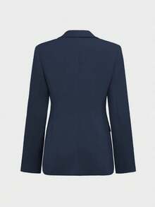 Elegant Daily Business Commute Basic Set: Waist-Cinched Regular Shoulder Long Sleeve Blazer + High-Waisted Flared Leg Pants, Suit Set Spring - Navy Blue - View 8
