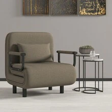 Sofá cama 5 en 1 con sillón, ajustable en 5 posiciones, incluye cojines, funda extraíble, ideal para salón, oficina y habitación de invitados, color caqui