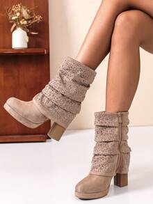 FASHION BOOTS FOR WOMEN - 2-khaki - View 4