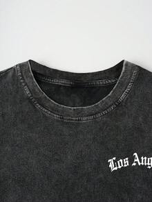 男士休闲宽松卡通图案水洗背心，舒适适合日常穿着和居家休闲，夏季简约风格 - 黑色 - 查看 5