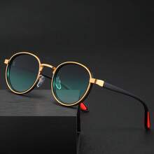 A Must-Have For Stylish Guys And To Take Photos, Suitable For Both Men And Women, Available In Multiple Colors, Featuring A High-End Minimalist Design With  Round Frames, Without Battery - 金色邊框,綠色 - 查看 7