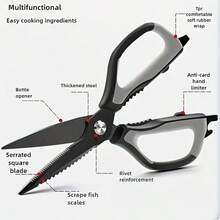1pc Professional Kitchen Scissors, Triple Blades Sharp, 2025 New Model, TPR Soft Rubber Handle, Easy To Cut Bones And Prepare Food