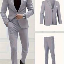 [High-End] 2pcs Men's Suit Set - High-End Fashionable For Wedding Banquet Party - màu đen - Xem 2