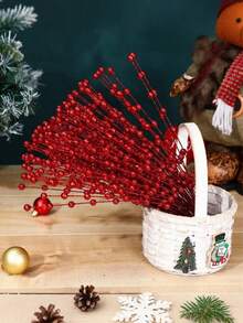 MEHELANY 50 szt. sztucznych gałązek jagód bożonarodzeniowych, ozdoby choinkowe, sztuczne ozdoby świąteczne do domu, brokatowe patyczki, świąteczne dekoracje kominkowe, dekoracje DIY, stół domowy, bukiet ślubny, girlanda, wianek, akcesoria rzemieślnicze