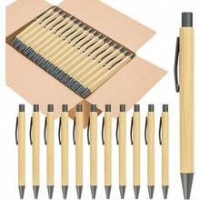 200 Pack Bamboo Pens Bulk Wooden Bamboo Pens Engraving Wooden Ballpoint Pen Customizable Gift Pen Bulk Black - Cây tre - Xem 1
