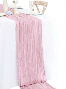 Room Decor 1pc, 90*180cm Cheesecloth Bohemian Polyester Table Runners,Pleated Atmospheric Table Runner,Solid Color Table Cover,Holiday Desktop Decoration Fabric Table Runner,Home Decoration,Dining Table Decor,Room Decor,Wedding Decor