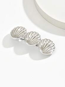 1pc Metal Texture Shell Hair Clip, 3-Piece Set For Women, Everyday Hairstyle Accessory, Claw Clips