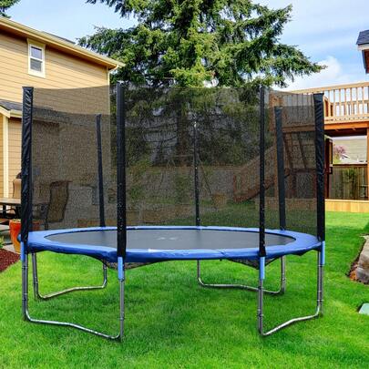 SOOZIER 12FT Trampoline Net Enclosure Trampolining Bounce Safety Accessories W/ 8 Poles (Net Enclosure Only), Black