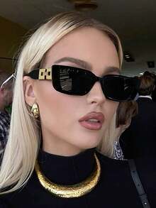 1 Pair Small Cat Eye Black Fashion Glasses, Suitable For Outdoor Use Elegant Outfit For Summer Beach Vacation,Outdoor,Travel Preppy Style For Back To School - Multicolor - View 2