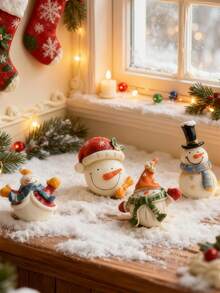 1pc Adorable Christmas Snowman Resin Figures Collection: Cute And Delightful Holiday Decorations With Intricate Holiday Details (Christmas Tree, Star, Gifts, Etc.). Perfect For Home Windowsills, Mantels, Tabletops, Or As Charming Christmas Tree Ornaments. Suitable For Room Decoration, Home Decoration, Birthday Decoration, Kitchen Decoration, Wedding Decoration, Bedroom Decoration, Living Room Decoration, Gifts, And Party Decorations.