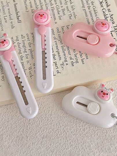 1pc/10pcs Cute Fox Design Utility Knife, Lightweight Cartoon Utility Knife, Sharp Small Size, Mini Adorable Portable Parcel Opener, Paper Cutter, Office Stationery Knife