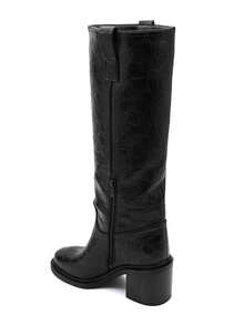 Fashionable Versatile Chunky High Heel Tall Boots - Black 2525A - View 4