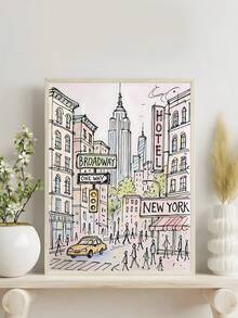 1pc Modern New York City Art Print Poster, New York Poster, Paris Art Print Poster, Feminine Wall Art, City Print, Aesthetic Wall Print, Pink Wall Art, Bedroom Decor, Living Room Decor, Office Decor, Dorm Decor,Wall Arts, Wall Decor, Home Decor, Room Decor, Canvas Wall Art, Posters, Wall Art With Frame, Optional Frame ﻿ ﻿ ﻿ ﻿