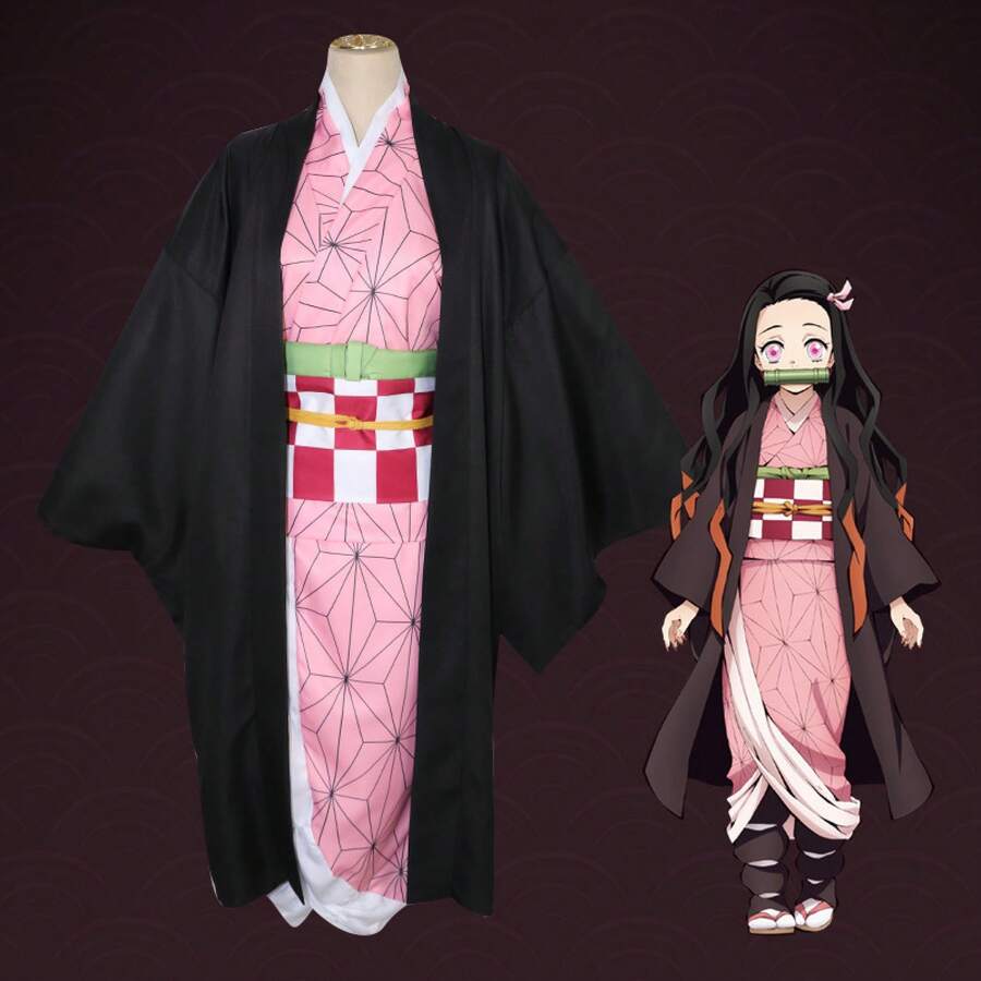 Costume de performance d'anime : Costume de cosplay Kimetsu No Yaiba Mitoko Tanjiro Butterfly Fukuoka Giyu pour jeu de rôle - Nezuko - Voir 1