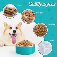 IKITCHEN Dog Bowl For Food And Water, 64 Oz Stainless Steel Pet Feeding Bowl, Durable Non-Skid Double Wall Insulated Heavy Duty With Rubber Bottom For Medium Large Dogs (64 Ounces/8 Cup, Lakeblue){"Size_name":"64Ounces","Color_name":"LakeBlue"} - 湖藍色 - 查看 8