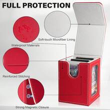 Magnetic Card Deck Box For TCG Storage, Holds 100 Double-Sleeved Cards - Red & White - View 8