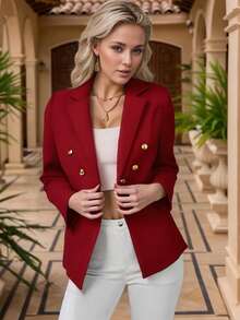 Steve Store Women's Fashion Elegant Women's Blazer Suit Tailored With Buttons - Đỏ - Xem 2