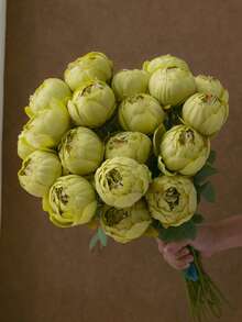 MEHELANY 1束20.1英寸仿真牡丹花，塑料花茎，复古牡丹仿真花，适用于房间装饰、花瓶、DIY婚礼、派对中心装饰、感恩节等场合，以及其他仿真花卉装饰。 - 綠色 - 查看 6