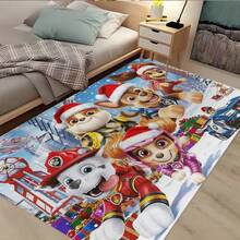 1/3/4 piezas Alfombras con temática de Paw Patrol navideña, agrega magia alegre a tu habitación; adecuado para sala de estar, dormitorio, etc.