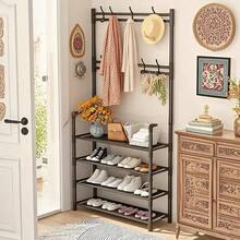 LÈRFM 3-In-1 Clothes Shoe Storage Rack, Layered Storage, Removable Storage Rack, Easy To Assemble, Convenient And Convenient,Christmas - Black - View 8