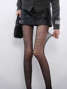 1 pieza Medias transparentes invisibles con estampado de cita - Medias de declaración ultra delgadas para mujeres, amigables con la piel y (XS-XXL)