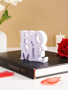 1pc White Double-Layer Love/Home Letter Decor, Modern Minimalist PVC Material Home Decor Letter Plaque, Suitable For Product Display, Office Desk, Home, Valentine's Day, Wedding Anniversary Decoration - White - View 6