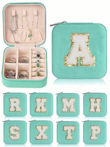 1 pieza Caja de almacenamiento de joyas de viaje portátil, Estuche de joyas de PU, Organizador de joyas de gran capacidad, Bandeja de exhibición de joyas, Soporte para anillos, Soporte para perfumes, Material PU resistente al agua y a la oxidación para proteger eficazmente sus joyas, Adecuado como regalo para madres, mujeres, maestros, amigos y familiares