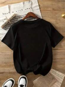 100% single-sided pure cotton, autumn and winter women's T-shirt, casual and fashionable, moisture wicking, printed with sunflower design, machine washable, Y2K millennium style cotton T-shirt, graphic round neck, comfortable fabric, fashionable design for sports occasions - Negro - Ver 2