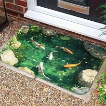 1PC Rectangular Printed Floor Mat--" Koi Pond Area Rug – Vibrant Japanese Koi Fish Design With Lush Greenery, Perfect For Living Room, Bedroom, Or Office Decor – Durable And Easy To Clean – Enhances Tranquility In Any Space"--Soft, Comfortable, Easy To Clean, Suitable For Corridor Bathroom, Bedroom, Kitchen, Porch, Laundry Room, RV Outdoor Decoration Holiday Decoration Three Sizes Are Available - 黑色 - 查看 4