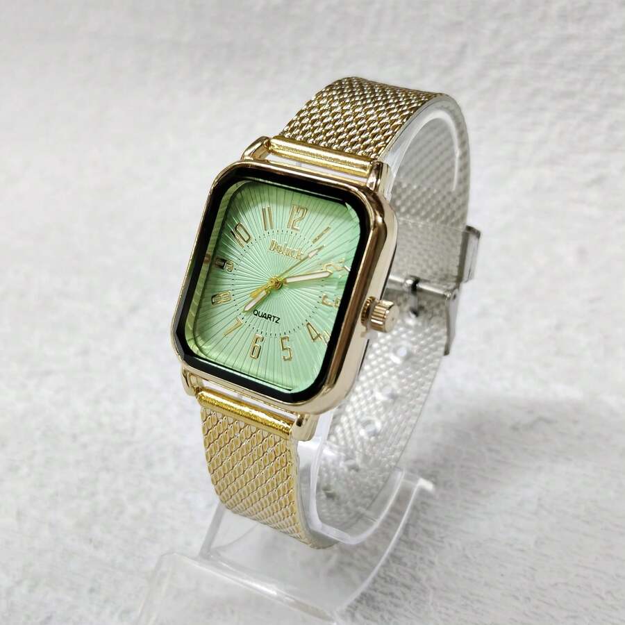 Women's Square Silicone Watch - màu xanh lá - Xem 1