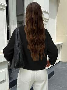 FOR BEAUTY Autumn And Winter New Solid Color Round Neck Zipper Knitted Cardigan Women's Top, Gentle Korean Elegant Casual Loose Lazy Style Versatile Suitable For Go Out Commuting Sweater Coat Autumn Women's Clothing New Year