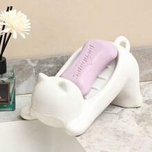 Adorable Cartoon Cat Soap Dish – Decorative Plastic Soap Drainer With Smooth White & Pink Finish, Fun Bathroom Soap & Sponge Holder, Stylish Soap Tray | Charming Bathroom Accessories | Sleek Plastic Design, Soap Holder