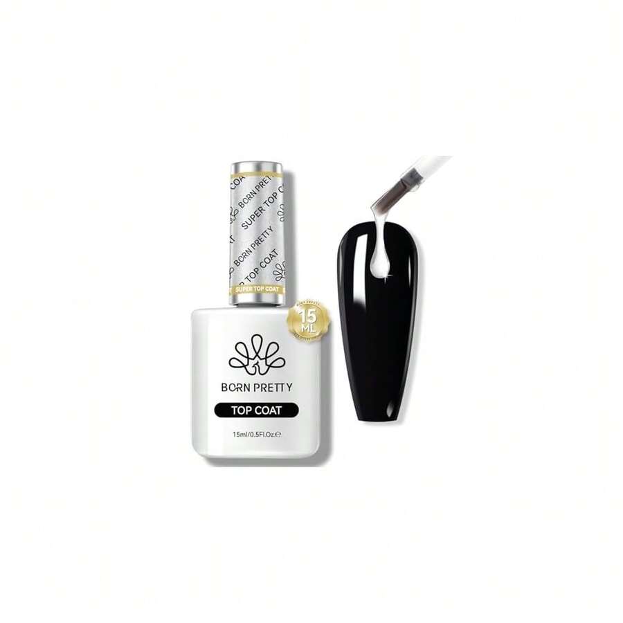 Gel Nail Polish No Wipe Top Coat-15ml Clear Nail Polish Shiny Long Lasting Top Gel For Clear Nail Gel And Acrylic Nails, For Home DIY And Nail Salon{"Color_name":"ClearGelTopCoat"} - 透明凝膠面漆 - 查看 1