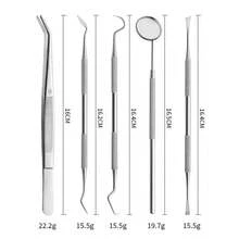 Fabricante de herramientas dentales, herramienta dental, espejo oral de inspección de dientes, sonda, removedor de cálculo dental para uso doméstico - Conjunto de 5 piezas de textura + caja de hierro pequeña - Ver 4